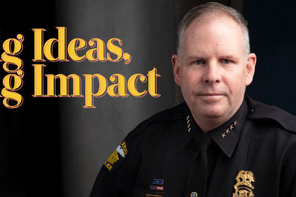 man in uniform with the words next to him that say "big ideas, big impact"
