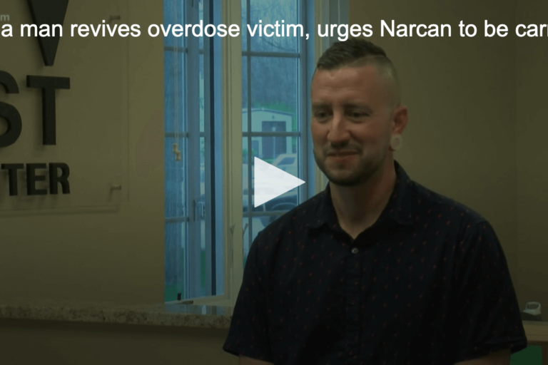 screenshot of man who revived an overdose victim