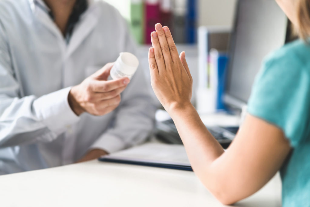 woman refuses meds, treating addiction herself