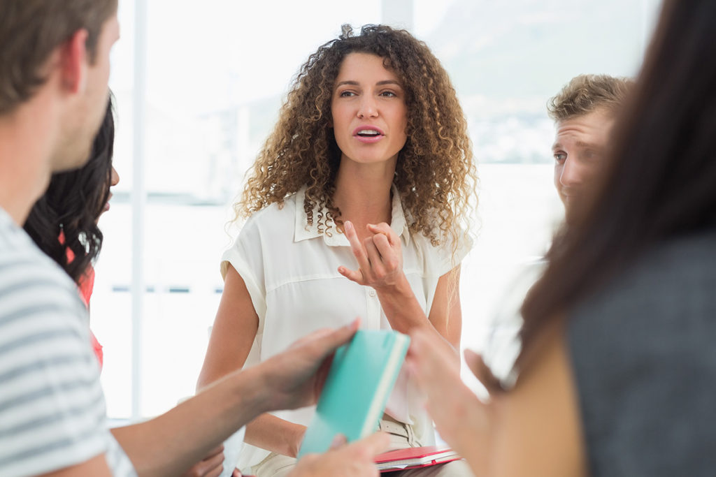 woman learns about individual v group therapy